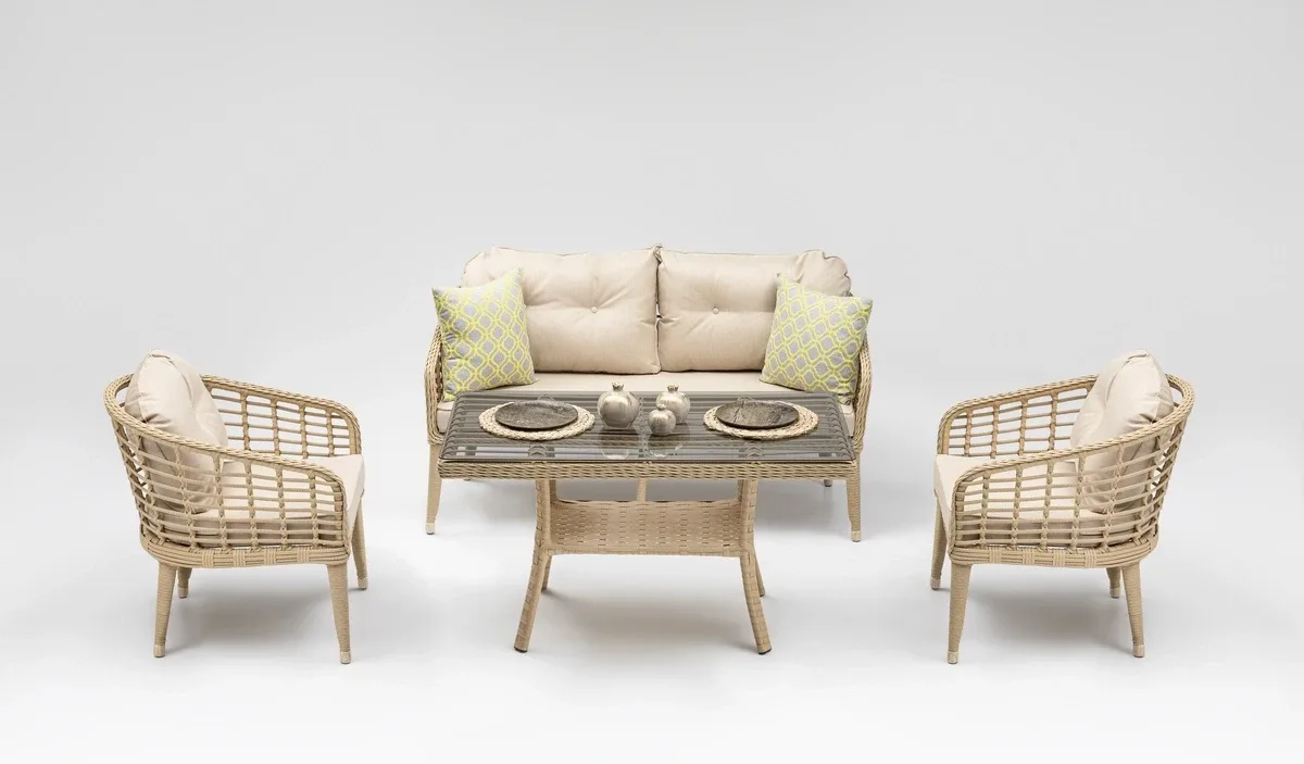 Rodos Mini Rattan Bahçe Balkon Oturma Grubu